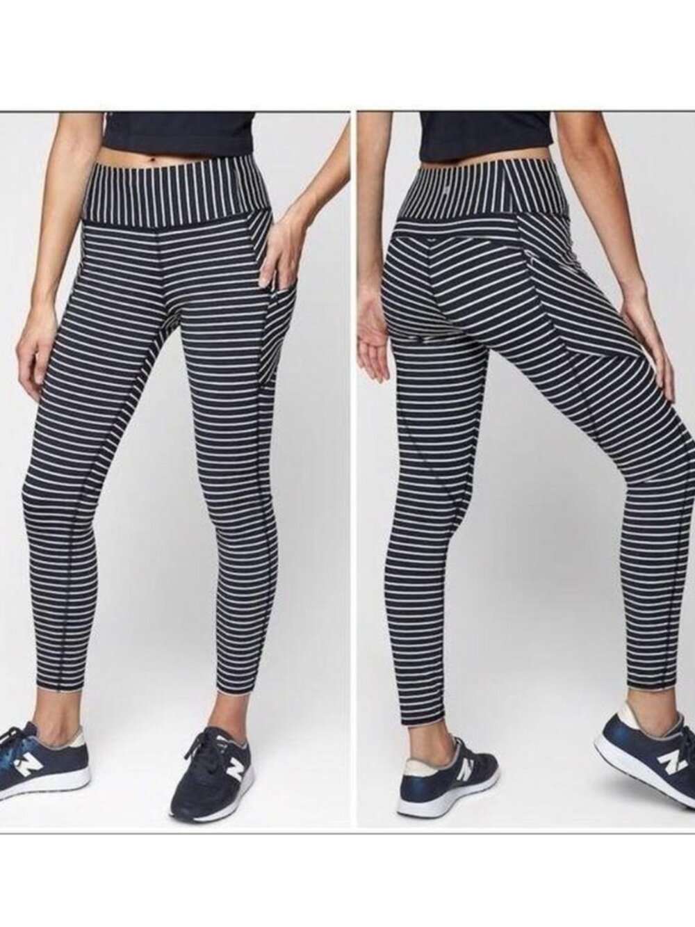 Athleta Contender 7/8 Legging - Navy/White Stripe - Like New